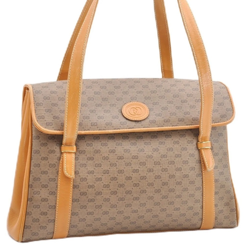 GUCCI MICRO GG PRELOVED LUXURY BAG CAMEL TRIM